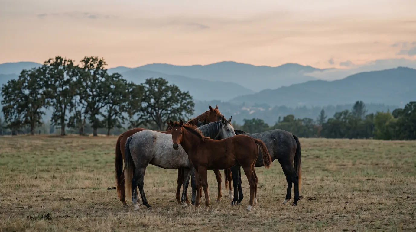 Chevaux en liberté, Élevage du Moulin, Ain